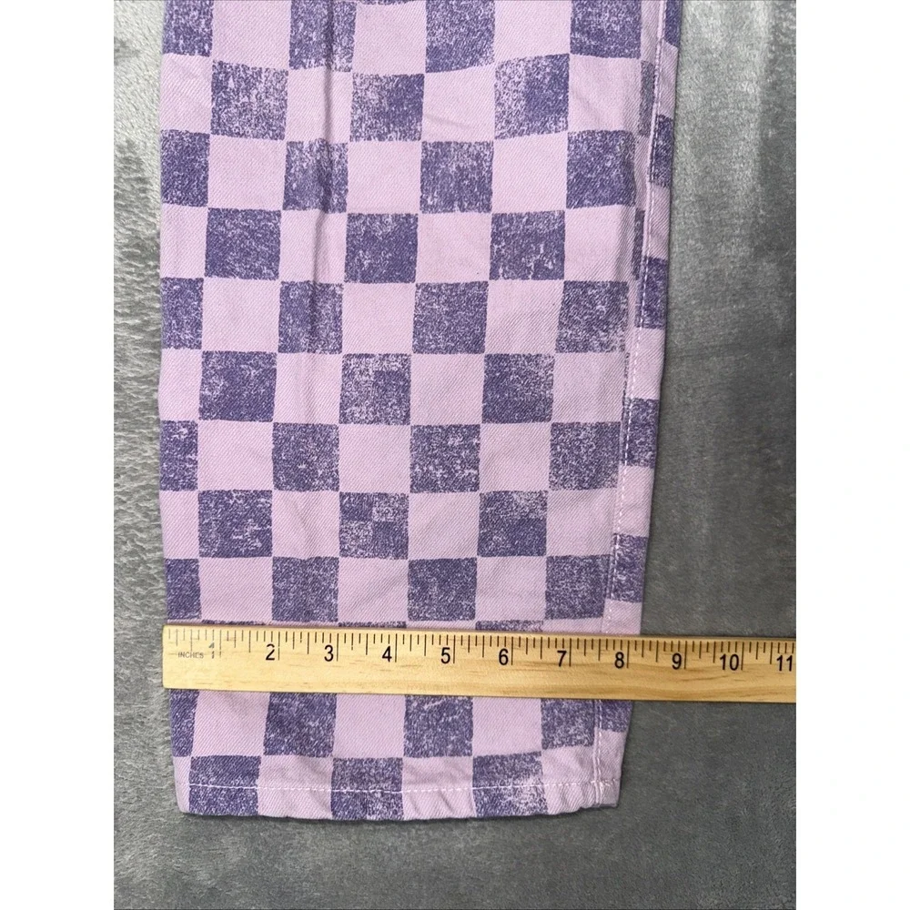 Pacsun Jeans Womens 24 Pink Purple Checkered Denim‎ Pants 90s Boyfriend Jeans
